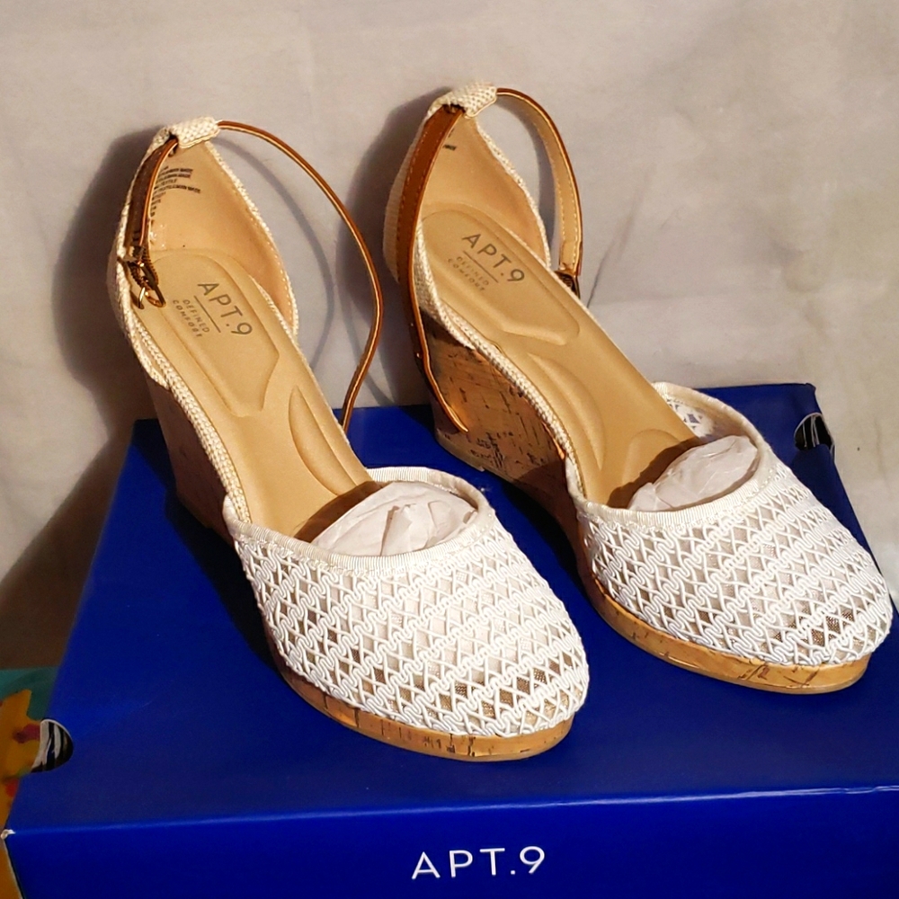 White wedge sandals